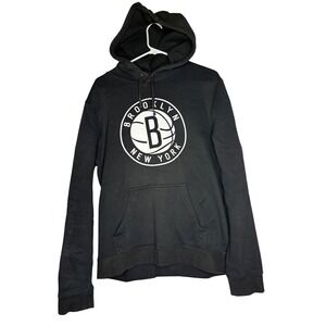 NBA Brooklyn Nets Black Pullover Hoodie Mens Large Basketball blem Sweatshirt